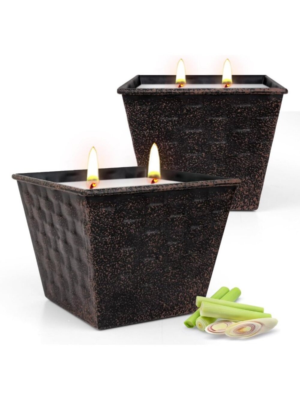 Large Double-Wick Citronella Candles - 2 Pack, 12oz Each, 100-Hour Burn for